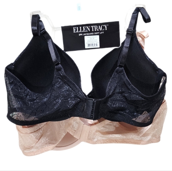 Ellen Tracy Jacquard Soft Lift Underwire Bra 2-pack With Adjustable Straps 38C - Picture 4 of 8